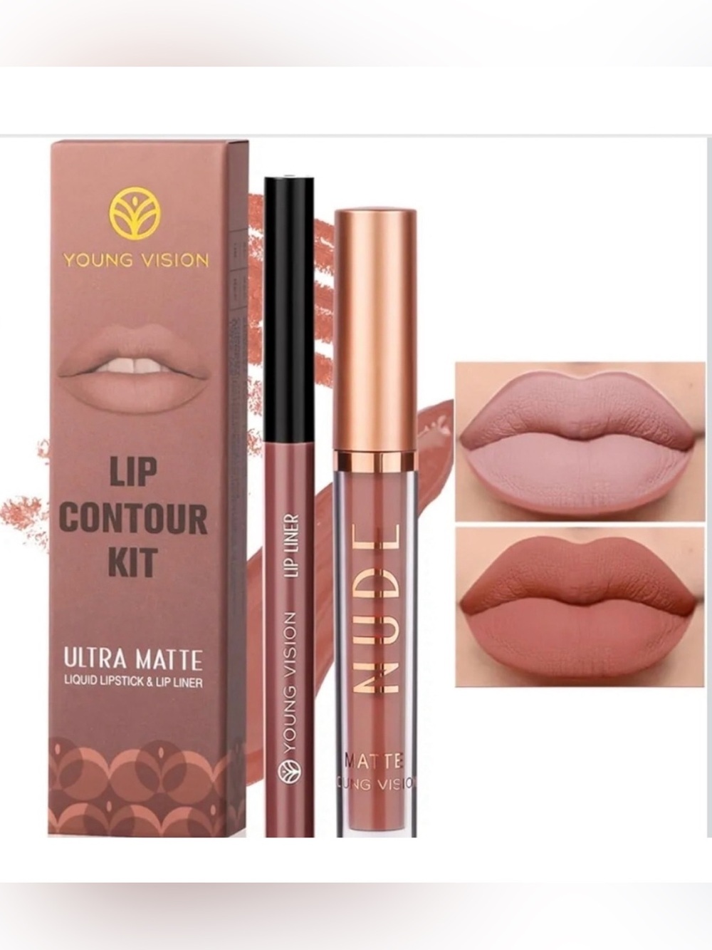 NWT Young Vision Lip Contour Kit Ultra Matte Liquid Lipstick & Lip Liner